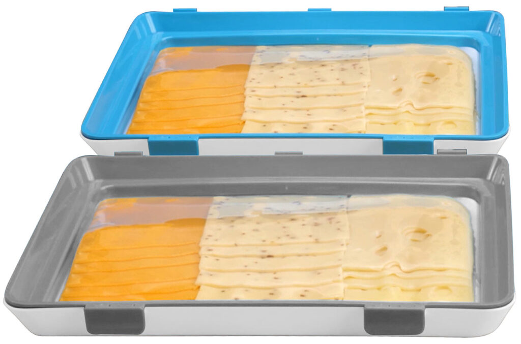 2er-Set Frischhaltedosen für Wurst- und Käse-Aufschnitt, grau/türkis 2er-Set Frischhaltedosen für Wurst- und Käse-Aufschnitt, grau/türkis