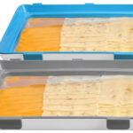 2er-Set Frischhaltedosen für Wurst- und Käse-Aufschnitt, grau/türkis