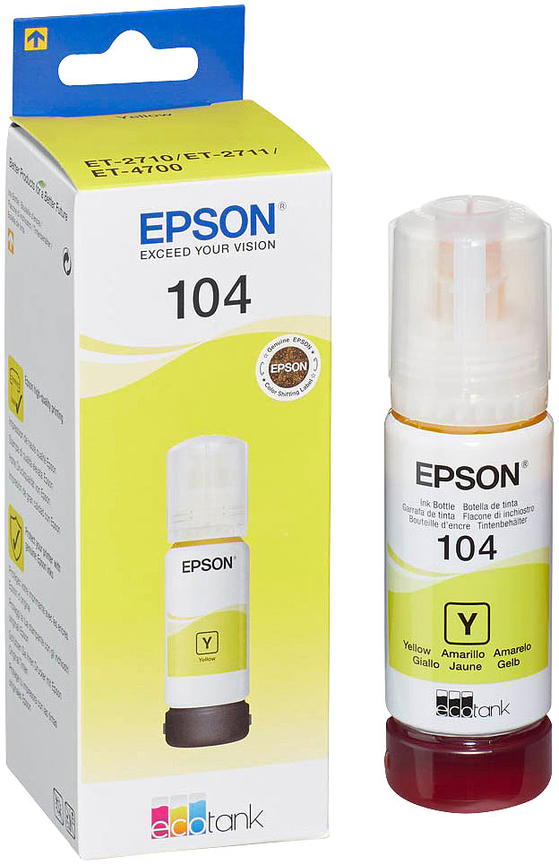 Epson 104, Tinte gelb, Epson C13T00P440, bis zu 7500 Seiten Epson 104, Tinte gelb, Epson C13T00P440, bis zu 7500 Seiten