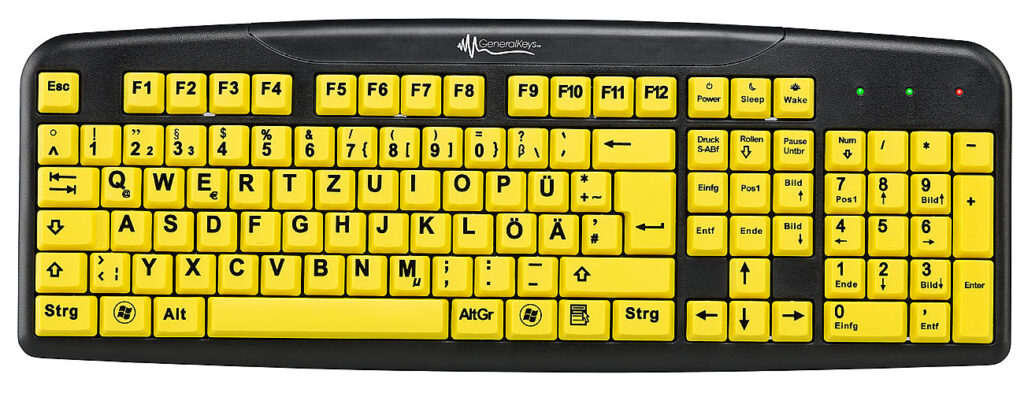 Komfort-Tastatur mit kontraststarken Grossschrift-Tasten Komfort-Tastatur mit kontraststarken Grossschrift-Tasten