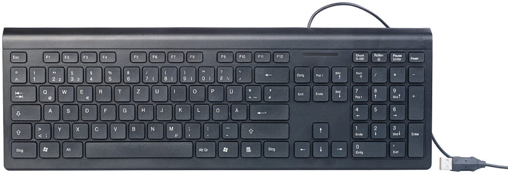 Moderne USB-Tastatur mit Nummernblock, deutsches Layout (QWERTZ) Moderne USB-Tastatur mit Nummernblock, deutsches Layout (QWERTZ)