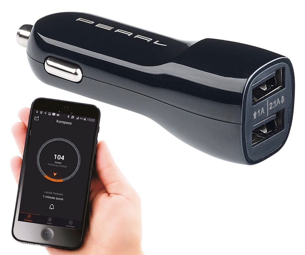 Kfz-USB-Ladegerät mit Standortmarker, Bluetooth, 12/24V, 2x USB, 2,1 A Kfz-USB-Ladegerät mit Standortmarker, Bluetooth, 12/24V, 2x USB, 2,1 A