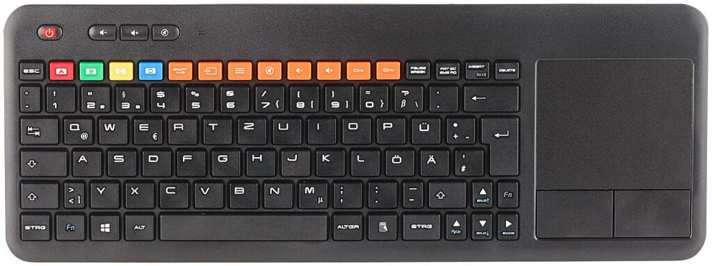 Funk-Tastatur m. Touchpad, für Smart-TVs von Samsung u.v.m., PC, PS3/4 Funk-Tastatur m. Touchpad, für Smart-TVs von Samsung u.v.m., PC, PS3/4