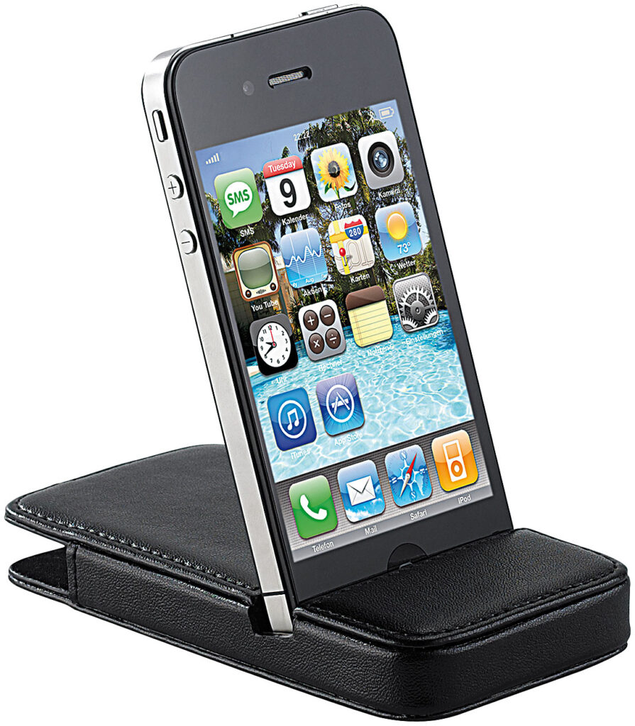 Elegante 2in1-Schutztasche mit Standfunktion für iPhone 4/4s, schwarz