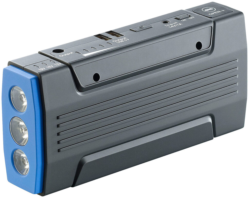 Notebook-Powerbank mit Kfz-Starthilfe & 2x USB, 12.000 mAh / 400 A Notebook-Powerbank mit Kfz-Starthilfe & 2x USB, 12.000 mAh / 400 A