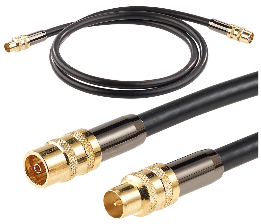 Premium-HDTV-Antennenkabel, Koaxial-Stecker, 1 m, schwarz, 105 dB Premium-HDTV-Antennenkabel, Koaxial-Stecker, 1 m, schwarz, 105 dB