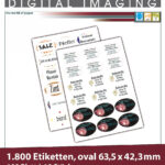 1800 Etiketten oval 63,5 x 42,3mm für Laser/Inkjet