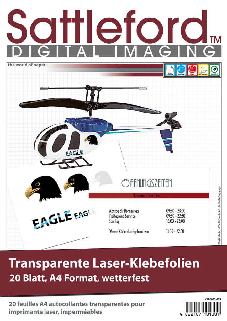 20 Klebefolien A4 für Laserdrucker transparent
