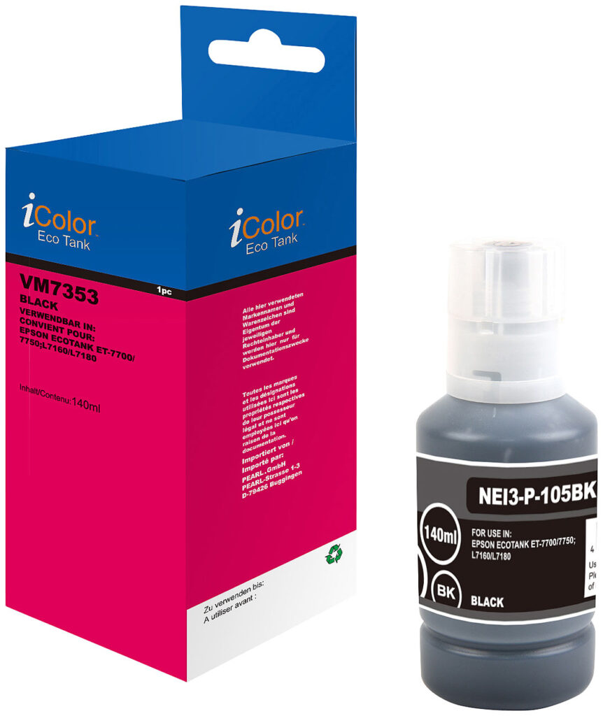 Nachfüll-Tinte für Epson, ersetzt Epson C13T00Q140, black (schwarz) Nachfüll-Tinte für Epson, ersetzt Epson C13T00Q140, black (schwarz)