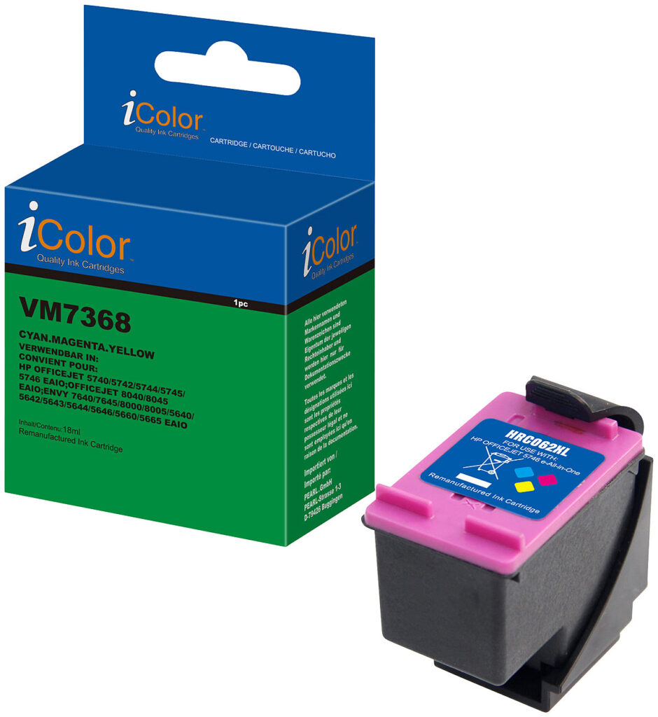 Tintenpatrone, ersetzt HP C2P07AN, 62XL, cyan, magenta, yellow Tintenpatrone, ersetzt HP C2P07AN, 62XL, cyan, magenta, yellow