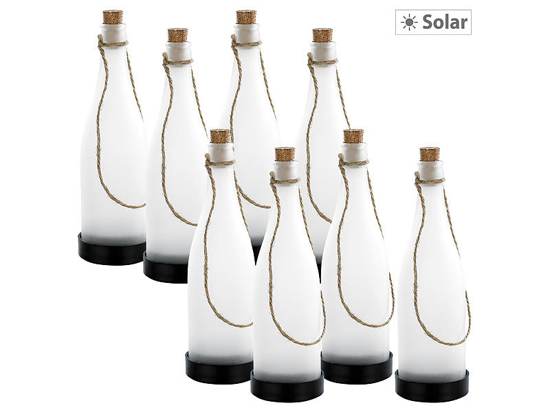 Solar-LED-Lampe „Flaschenpost“, weiss, 8er-Set
