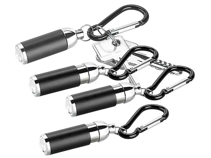4er-Set fokussierbare Mini-Taschenlampen mit Schlüsselanhänger 4er-Set fokussierbare Mini-Taschenlampen mit Schlüsselanhänger
