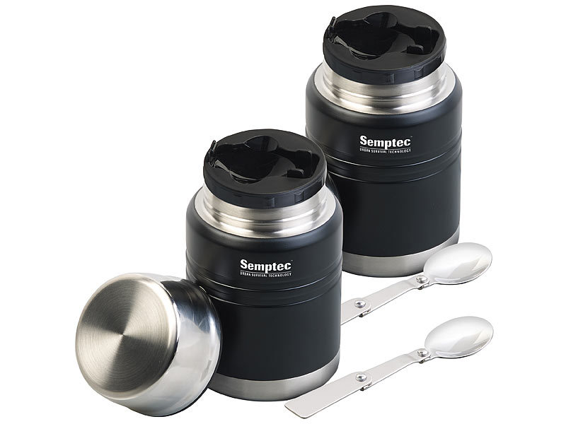 2er-Set Doppelwand-Edelstahl-Thermobecher für Getränke & Suppen, je 500 ml 2er-Set Doppelwand-Edelstahl-Thermobecher für Getränke & Suppen, je 500 ml