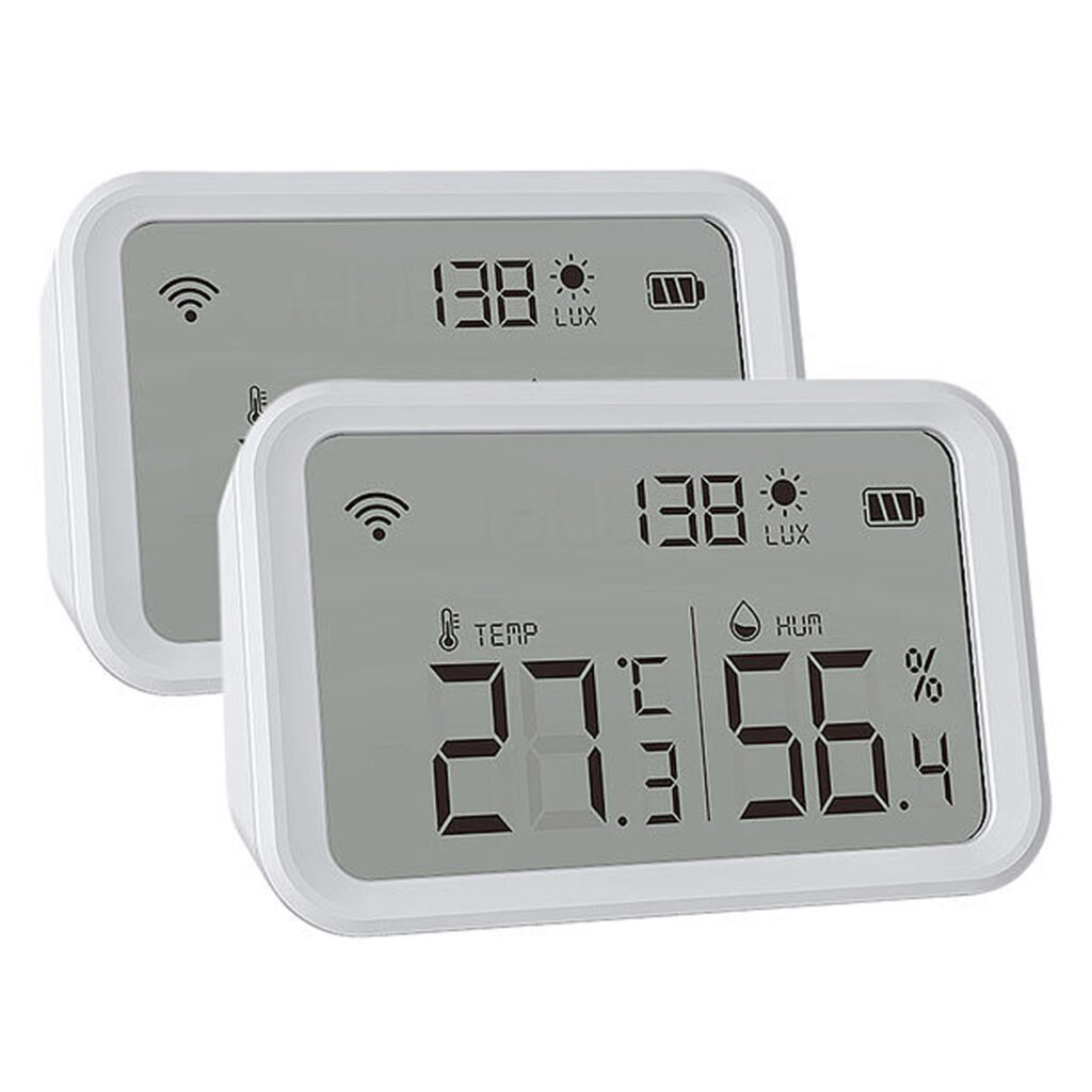 2er-Set 3in1-WLAN-Sensoren: Temperatur, Luftfeuchtigkeit & Helligkeit 2er-Set 3in1-WLAN-Sensoren: Temperatur, Luftfeuchtigkeit & Helligkeit