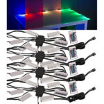 4er-Set LED-Glasbodenbeleuchtung mit Fernbedienung: 6 Klammern mit 18 RGB-LEDs