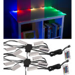 2er-Set LED-Glasbodenbeleuchtung mit Fernbedienung: 6 Klammern mit 18 RGB-LEDs