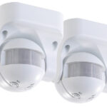2er-Set vertikal schwenkbare 180°-PIR-Bewegungsmelder, 230 V, IP44