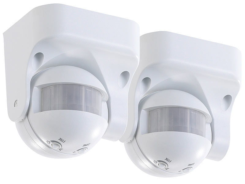 2er-Set vertikal schwenkbare 180°-PIR-Bewegungsmelder, 230 V, IP44 2er-Set vertikal schwenkbare 180°-PIR-Bewegungsmelder, 230 V, IP44