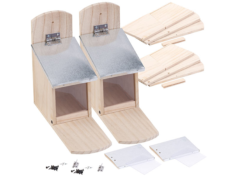 2er-Set Wetterfestes Futterhaus für Eichhörnchen, Metalldach, Bausatz 2er-Set Wetterfestes Futterhaus für Eichhörnchen, Metalldach, Bausatz