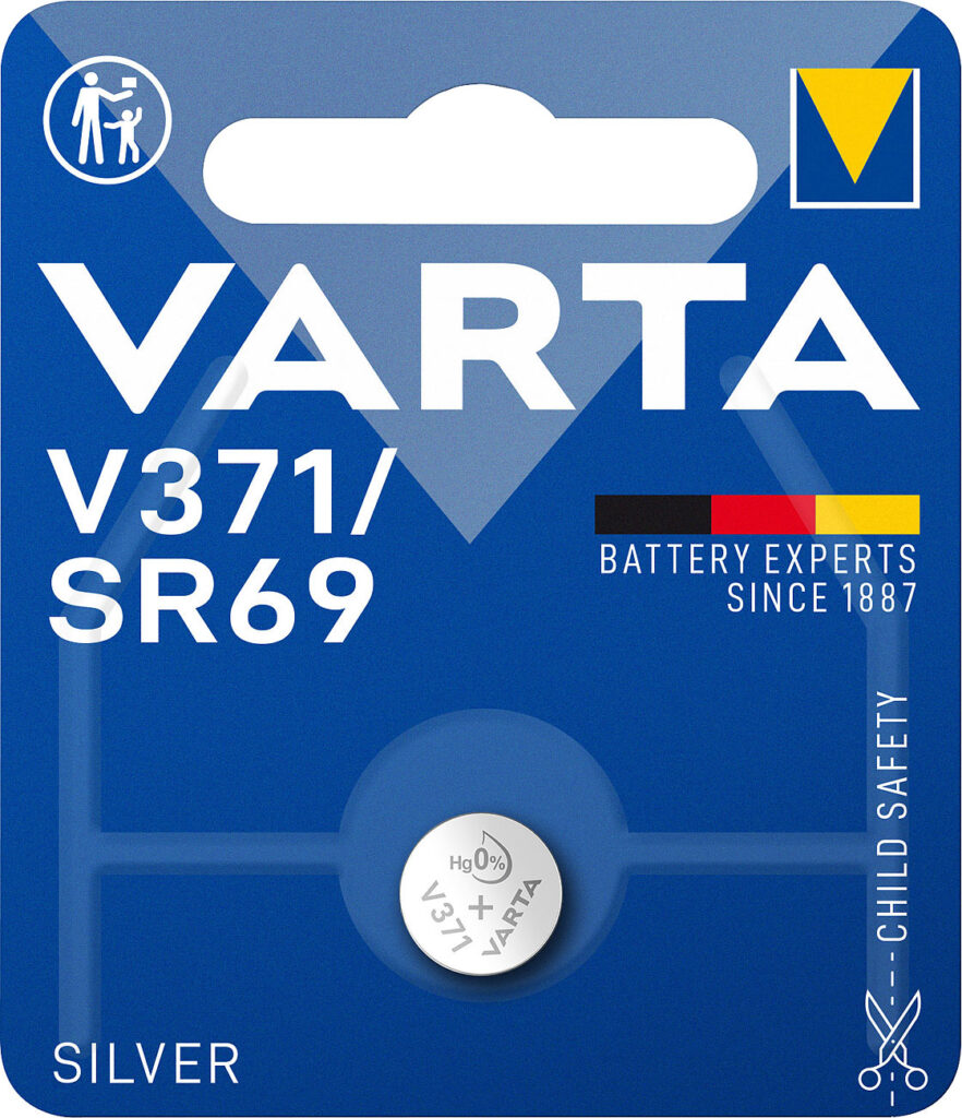 Knopfzelle V 371 / SR69, 1,55V, 30 mAh, quecksilberfrei Knopfzelle V 371 / SR69, 1,55V, 30 mAh, quecksilberfrei