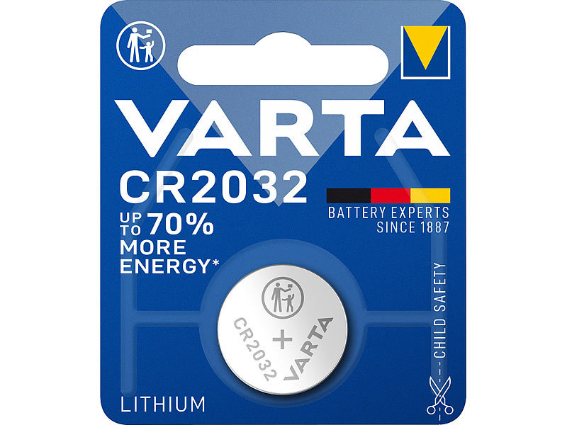 Lithium-Knopfzelle Typ CR2032, 3 Volt, 230 mAh