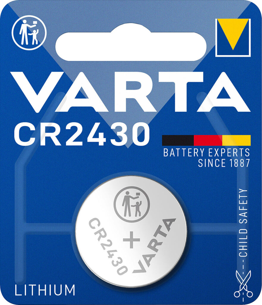 Lithium-Knopfzelle Typ CR2430, 3 Volt, 300 mAh