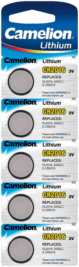 5er-Blister Lithium-Knopfzellen Typ CR2016, 3 Volt, 75 mAh 5er-Blister Lithium-Knopfzellen Typ CR2016, 3 Volt, 75 mAh