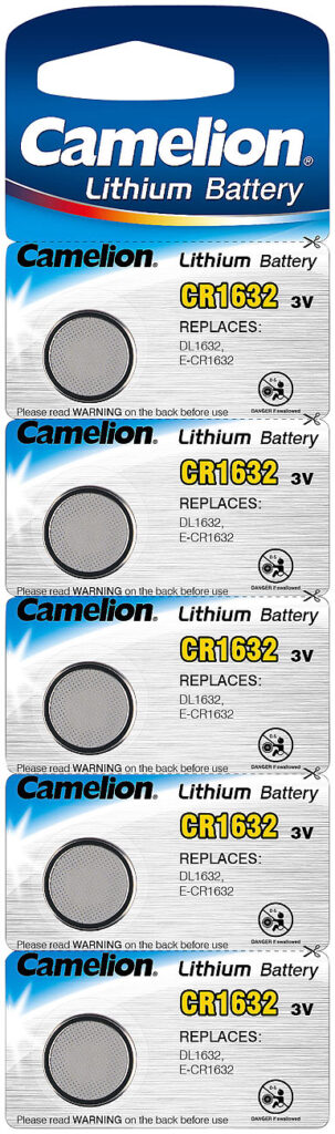 Lithium-Knopfzelle CR1632 mit3 Volt und 120 mAh, im 5er-Blister Lithium-Knopfzelle CR1632 mit3 Volt und 120 mAh, im 5er-Blister
