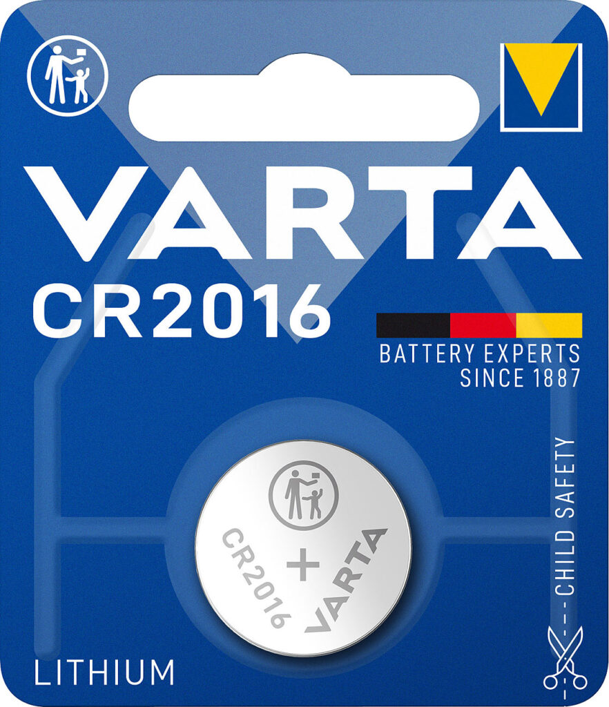 Lithium-Knopfzelle, CR2016, 87 mAh, 3 Volt