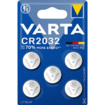 Lithium Knopfzelle, CR2032, 3 Volt, 230 mAh (5er-Pack)