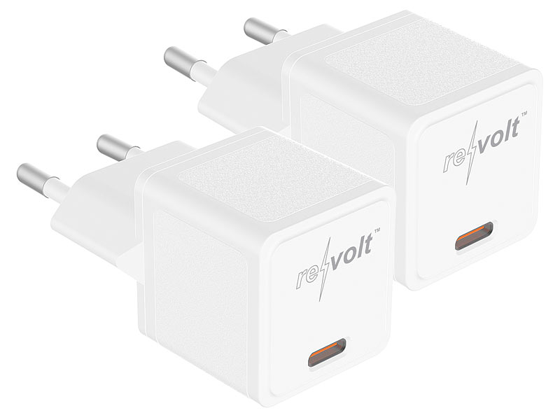 2er-Set kompakte USB-C-Netzteile mit Power Delivery bis 20 Watt, 3A 2er-Set kompakte USB-C-Netzteile mit Power Delivery bis 20 Watt, 3A