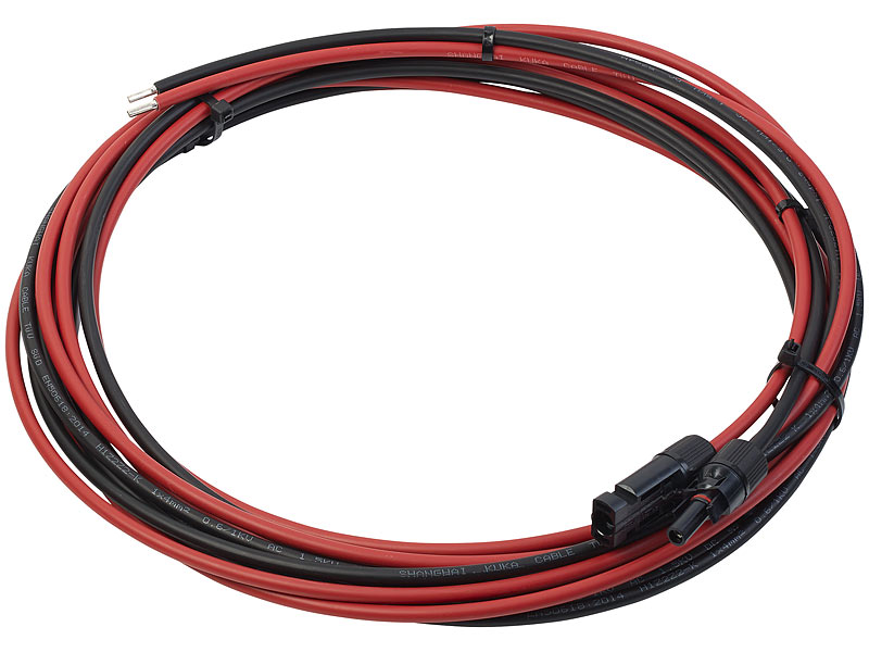 Solarmodul-Verbindungskabel, 4 mm² Leistungsquerschnitt, 5m Solarmodul-Verbindungskabel, 4 mm² Leistungsquerschnitt, 5m