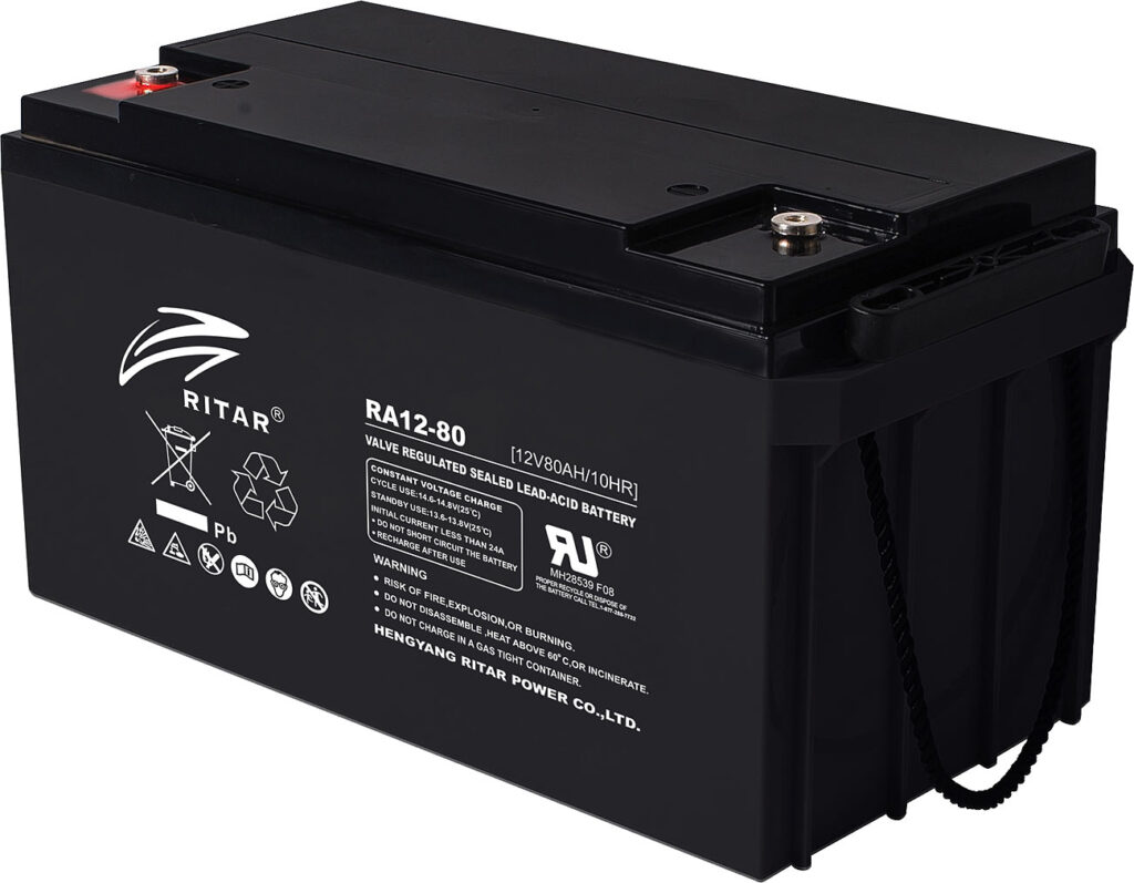 Wartungsfreie Blei-Batterie mit 12 Volt, 80 Ah, M6-Schraubanschluss Wartungsfreie Blei-Batterie mit 12 Volt, 80 Ah, M6-Schraubanschluss