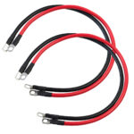 4er-Set Batteriekabel mit Ringösen, je 50 cm, 16 mm², rot & schwarz