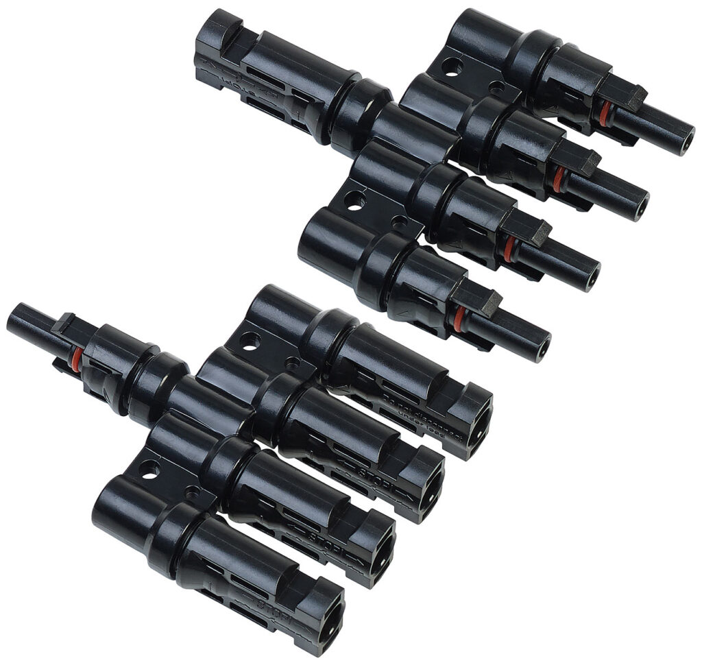 2er-Set T-Stecker-Adapter für Solarkabel, MC4-kompatibel, IP67 2er-Set T-Stecker-Adapter für Solarkabel, MC4-kompatibel, IP67