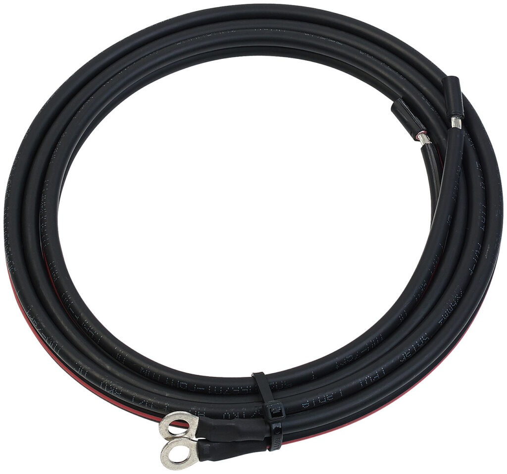 Verbindungskabel Batterie auf Laderegler, M8-Kabelschuhe, 150 cm, 6 mm² Verbindungskabel Batterie auf Laderegler, M8-Kabelschuhe, 150 cm, 6 mm²