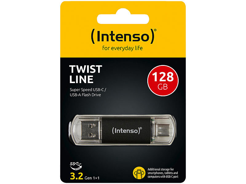 USB-Stick Twist Line, 128 GB mit USB 3.2 Typ A & USB Typ C USB-Stick Twist Line, 128 GB mit USB 3.2 Typ A & USB Typ C