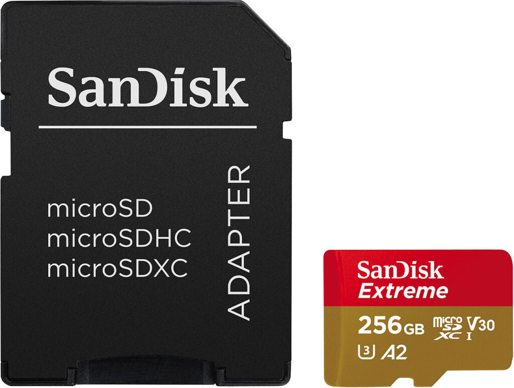 Extreme microSDXC (SDSQXAV-256G-GN6MA), 256 GB, 190 MB/s, U3 / A2 Extreme microSDXC (SDSQXAV-256G-GN6MA), 256 GB, 190 MB/s, U3 / A2