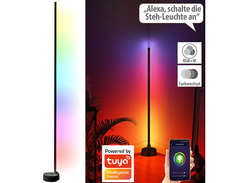 WLAN-LED-Steh-/Eck-Leuchte mit App, 12 Watt, schwarz WLAN-LED-Steh-/Eck-Leuchte mit App, 12 Watt, schwarz
