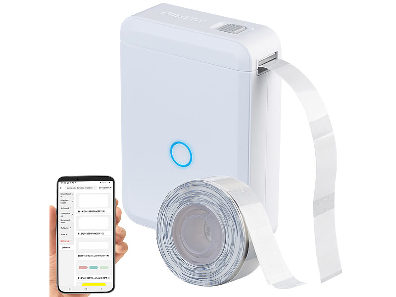 Mobiler Akku-Thermo-Labeldrucker, Android & iOS, Bluetooth, App, 12 mm Mobiler Akku-Thermo-Labeldrucker, Android & iOS, Bluetooth, App, 12 mm