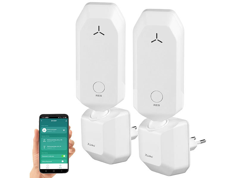 2er-Set WLAN-Repeater mit ausrichtbarer Antenne, App, 300 Mbit/s