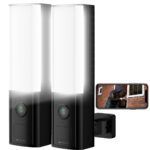 2er-Set LED-Aussenwandleuchte, WLAN-2K-Kamera, PIR, Nachtsicht, Sirene
