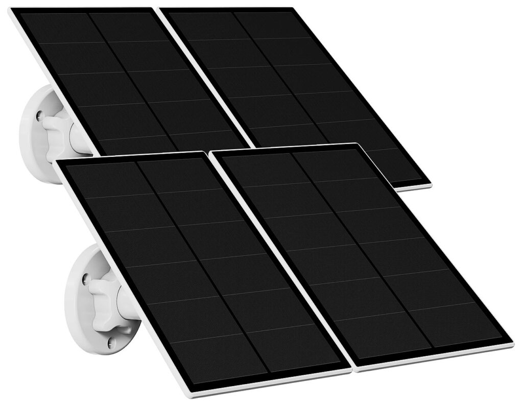 4er-Set Universal Solarpanel für Akku IP Kameras mit Micro USB Port 4er-Set Universal Solarpanel für Akku IP Kameras mit Micro USB Port