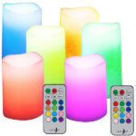 6er Set In- & Outdoor RGB-LED-Kerzen mit Timer & Fernbedienung, bunt, IP 44