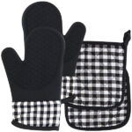 4er-Set Silikon-Ofenhandschuhe und Topflappen, bis 240°C, abwischbar