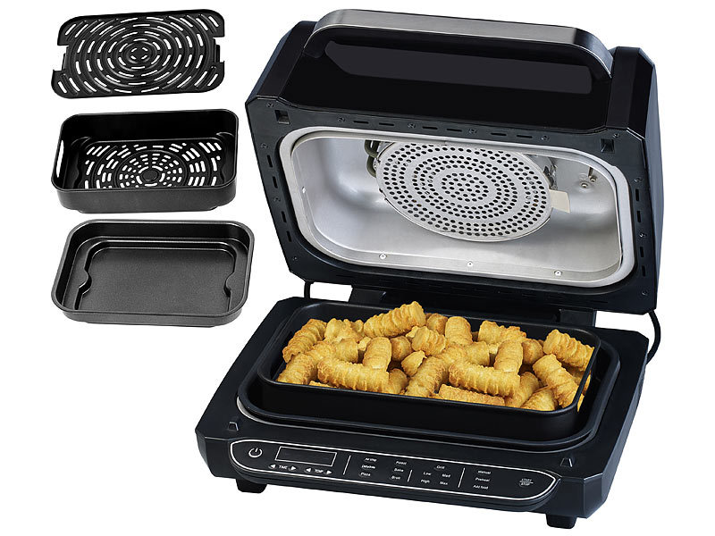 Digitale 3in1-Heissluft-Fritteuse mit Tischgrill, 12 Programme, 6,5 Liter Digitale 3in1-Heissluft-Fritteuse mit Tischgrill, 12 Programme, 6,5 Liter