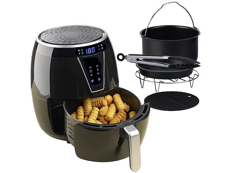 Multi-Heissluft-Fritteuse mit Back- und Grill-Zubehör, 4,5l, 1.500 Watt Multi-Heissluft-Fritteuse mit Back- und Grill-Zubehör, 4,5l, 1.500 Watt