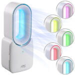 Rotorloser Tisch-Ventilator mit Akku & LED-Licht in 5 Farben, 10 Watt