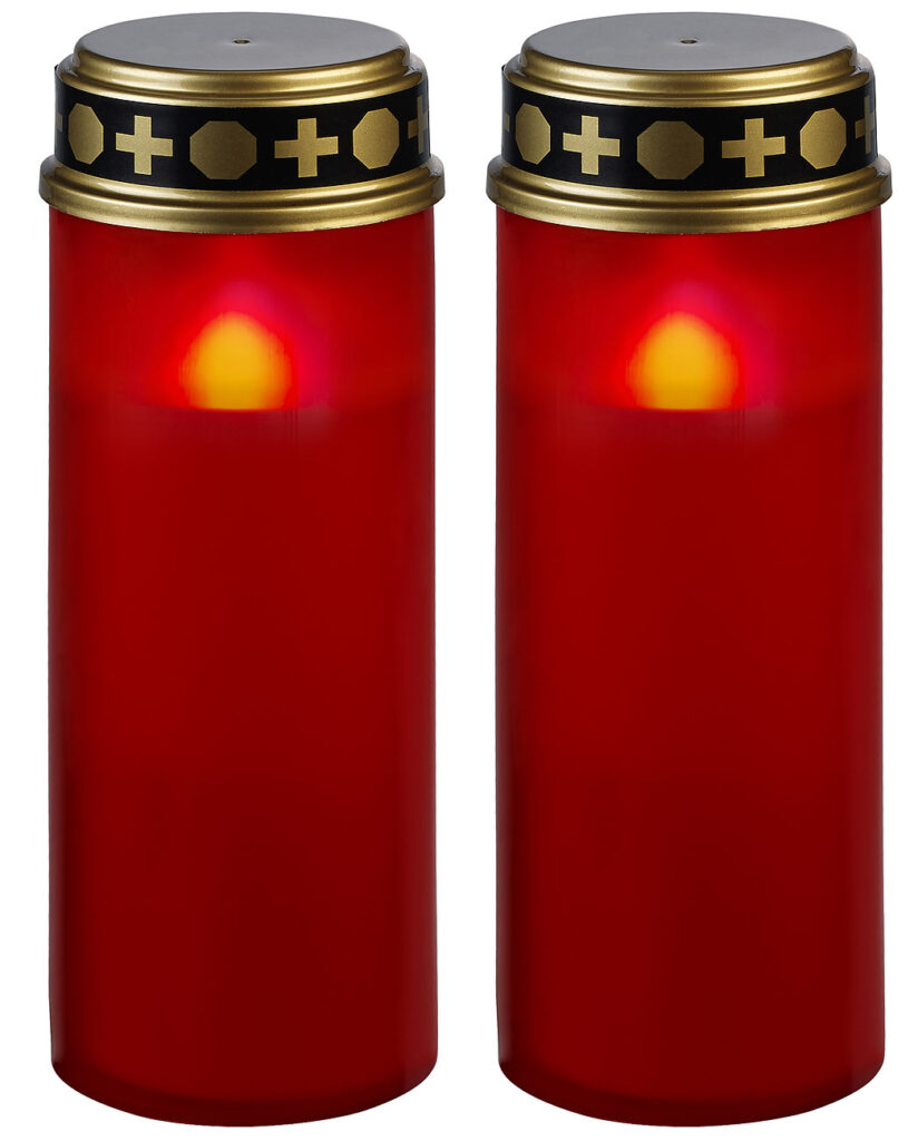2er-Set XL-LED-Grablichter, Lichtsensor, Batteriebetrieb, 21 cm, rot 2er-Set XL-LED-Grablichter, Lichtsensor, Batteriebetrieb, 21 cm, rot