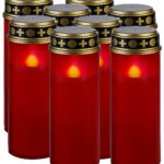 8er-Set XL-LED-Grablichter, Lichtsensor, Batteriebetrieb, 21 cm, rot